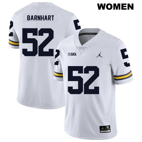 Women's NCAA Michigan Wolverines Karsen Barnhart #52 White Jordan Brand Authentic Stitched Legend Football College Jersey KW25E42BW